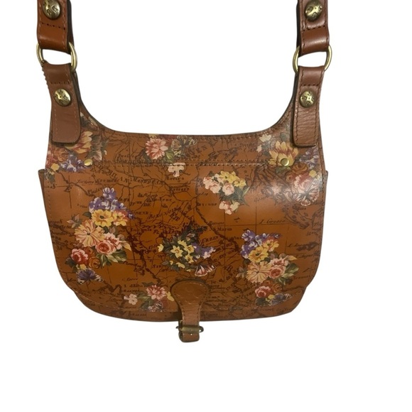 Patricia Nash English Garden Floral Map London Brown Leather Saddle Bag - Picture 3 of 16